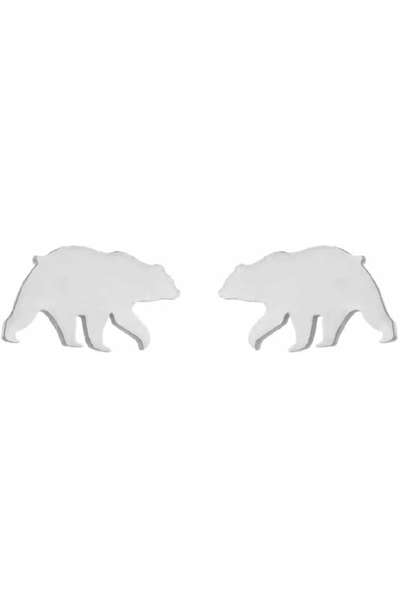 Minimalist Bear Small Little Stud Earrings For Women Cute Stainless Steel Mama Animal Cartilage Tragus Hypoallergenic Tiny Huggie Sleeper Studs Fashion Piercing Jewelry Birthday Mother'S Day[Z1]
