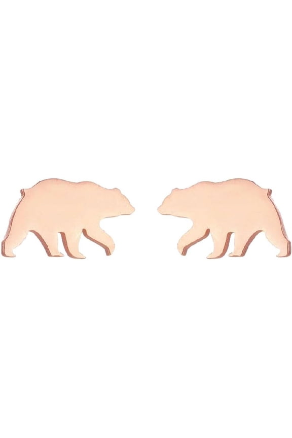 Minimalist Bear Small Little Stud Earrings For Women Cute Stainless Steel Mama Animal Cartilage Tragus Hypoallergenic Tiny Huggie Sleeper Studs Fashion Piercing Jewelry Birthday Mother'S Day[Z1]