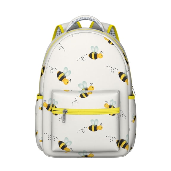 Minimalist Bees Print Backpack - Lightweight Bookbag for Everyday Use, Hidden Anti-Theft Pocket, Fits 14" Laptop, Waterproof Fabric for Rainy Days