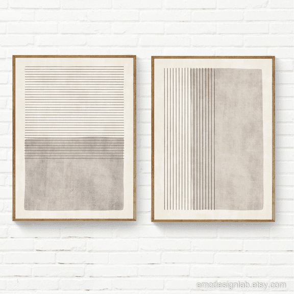Minimalist Beige Color Block Abstract Poster Set 2 Prints Set 2 , Poster Only