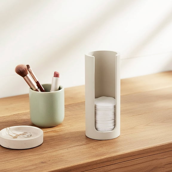 Minimalist Beige Cotton Pad Holder