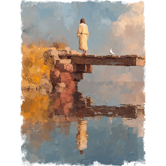 Minimalist Beige Jesus Cross Dove Canvas Print, Watercolor Religious Multi-Room Home Wall Decor Art