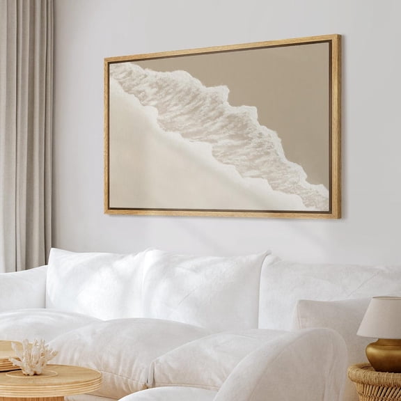 Minimalist Beige White Wave Unframed Paper Print