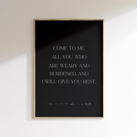 Minimalist Bible Verse Wall Art Print - Matthew 11:28 Inspirational Scripture - Christian Decor For Bedroom Living Room Office Neutral Art Wall Art, Modern Wall Decor, 8x12 UNFRAMED