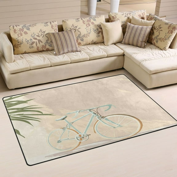 Minimalist Bike Pattern Soft Polyester Area Rug 31''x20'', Non Slip, Memory Foam, Water Absorbent
