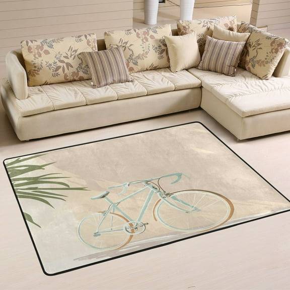 Minimalist Bike Pattern Soft Polyester Area Rug 36''x24'', Non Slip, Memory Foam, Water Absorbent