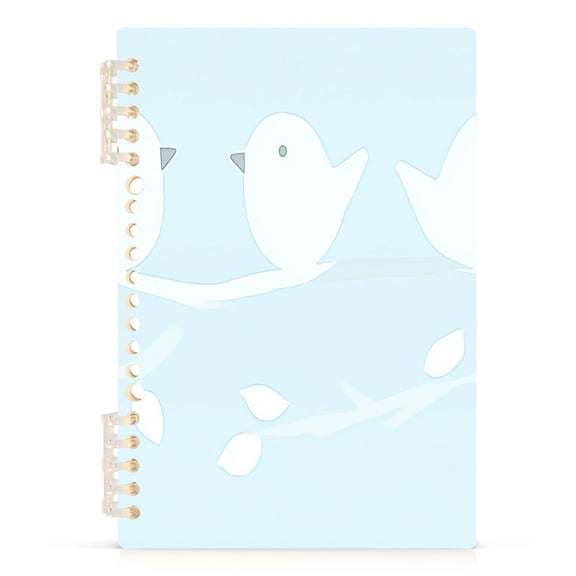 Minimalist Bird Pattern A5 8.3x5.7in PP Notebook, Adjustable Rings, 60 Sheets, Diary or Journey Note