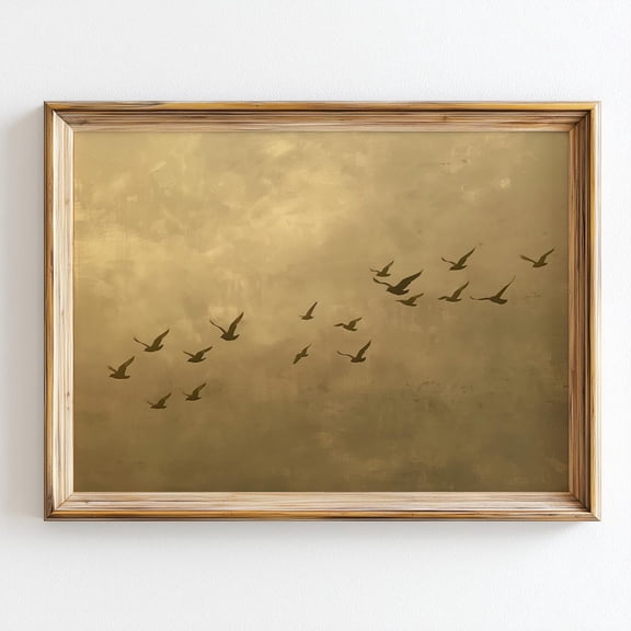 Minimalist Birds Wall Art Flying Bird Flock Print Neutral Boho Wall Decor Abstract Bird Silhouette Art Modern Nature Artwork