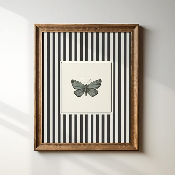Minimalist Black And White Butterfly Vertical Print, Instant Trendy Decor On Demand Wall Art, Modern Wall Decor For Living Room, 12x18 UNFRAMED