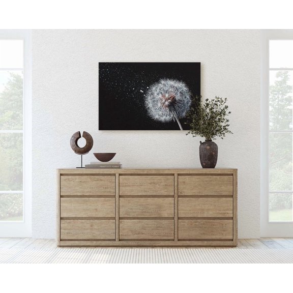 Minimalist Black And White Dandelion Monochrome Nature Wall Art Unframed Paper Print