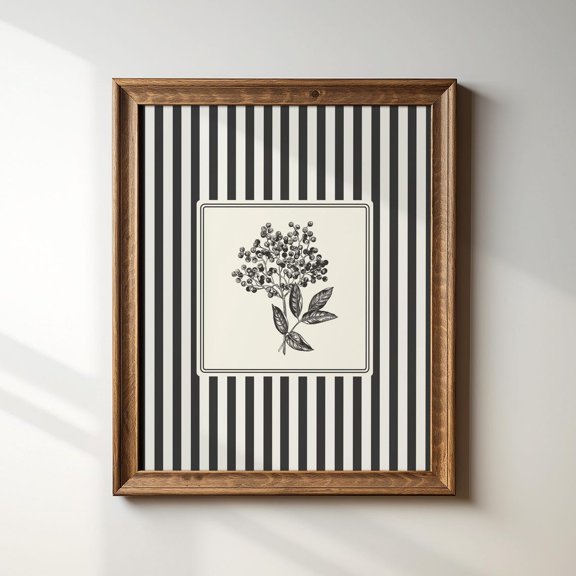 Minimalist Black And White Elderberry Vertical Print Instant Trendy Decor On Demand Wall Art Modern Wall Decor For Living Room