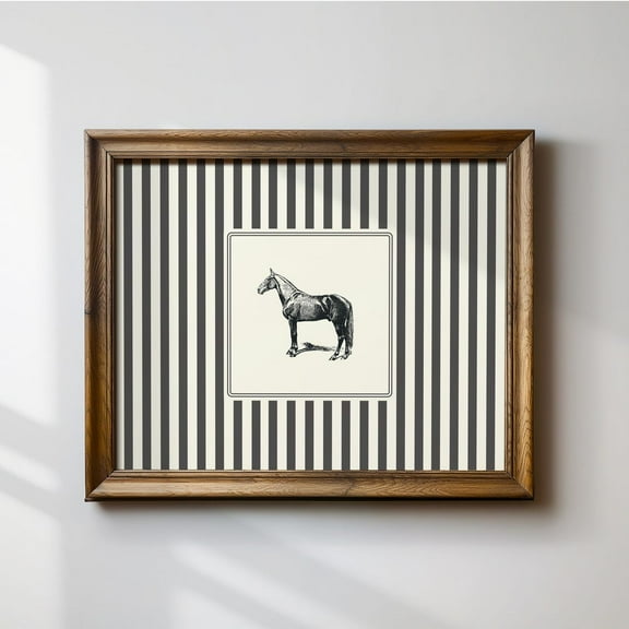 Minimalist Black And White Horse Horizontal Print, Instant Trendy Decor, Illustration Wall Art, Modern Wall Decor For Living Room, 8x12 UNFRAMED