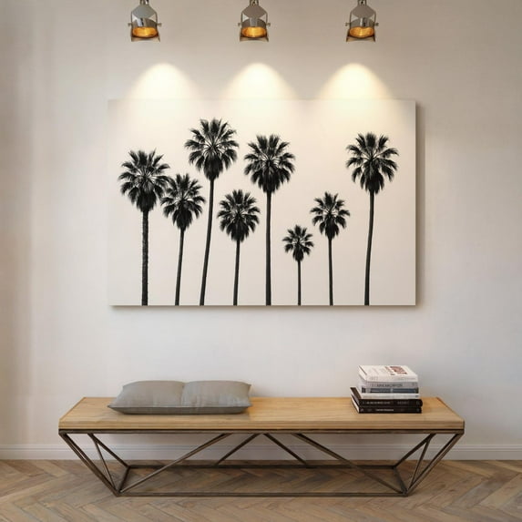 Minimalist Black And White Palm Tree Wall Art – Coastal California Beach Print For Modern Tropical Decor Wall Art, Modern Wall Decor, 16x24 UNFRAMED