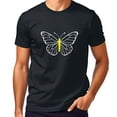 thumbnail image 1 of Minimalist Black Cotton Short Sleeve T-Shirt with White Butterfly Outline and Bright Yellow Center - Casual Stylish Tee, 1 of 5