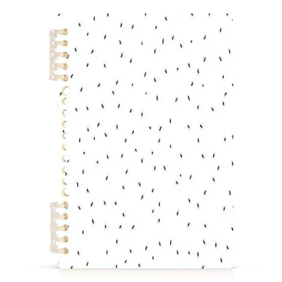 Minimalist Black Dots A5 8.3x5.7in PP Notebook, Adjustable Rings, 60 Sheets, Diary or Journey Note