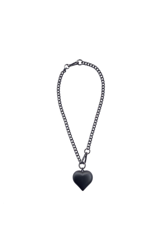 Minimalist Black Heart Choker Necklace for Women & Men, Chunky Chain with 3D Acrylic Pendant, Trendy Edgy Collarbone Jewelry
