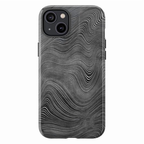 Minimalist Black Line Wave Phone Case, Abstract Optical Illusion Design iPhone Cover, Modern Artistic Protective Case for iPhone 16 15 14 13 12 11 Plus Pro Max Mini