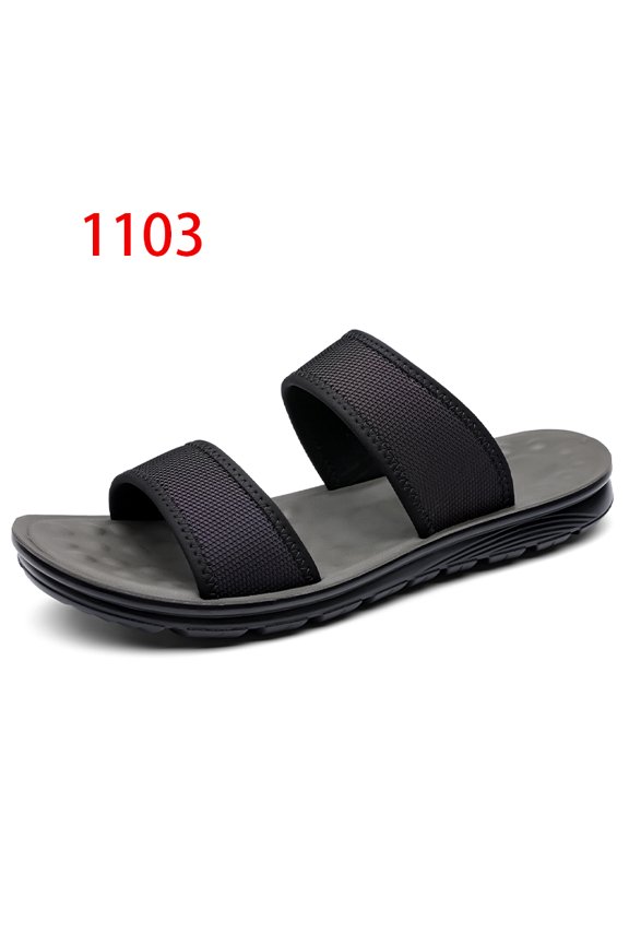 Minimalist Black Mesh Slip-On Slides Shock Absorbing Layered Outsole For Daily Driving & Seaside Vacation