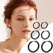 Minimalist Black Round Hoop Earrings for Women Men Punk Fashion Stainless Steel Circle Earrings Party Jewelry Birthday Gift L