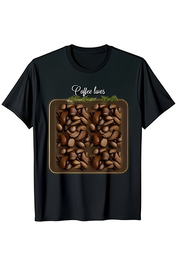 Minimalist Black T-Shirt Featuring Eye Catching Coffee Graphic for Coffee Lovers