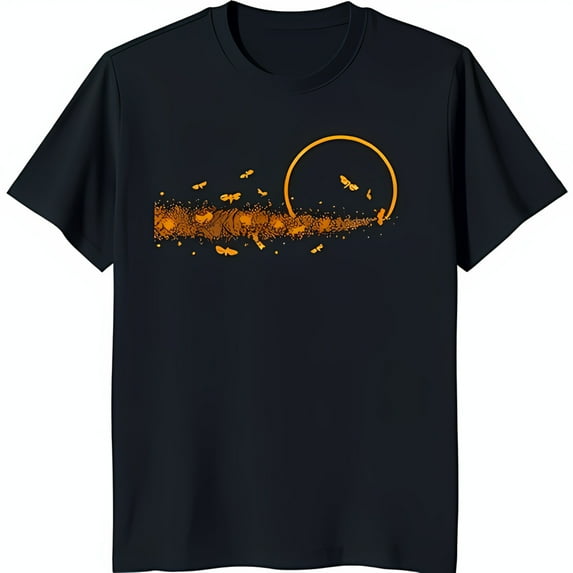 Minimalist Black T-Shirt with Circle Graphic & Designs