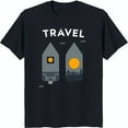 thumbnail image 1 of Minimalist Black T-Shirt with 'TRAVEL' Graphic and Scenic Window Design, 1 of 5