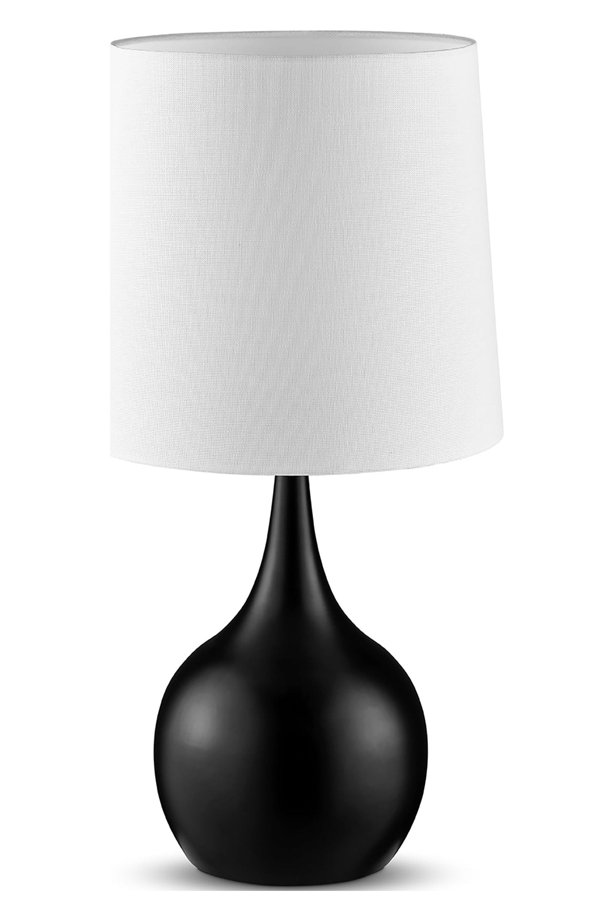 Minimalist Black Metal Table Lamp with White Shade