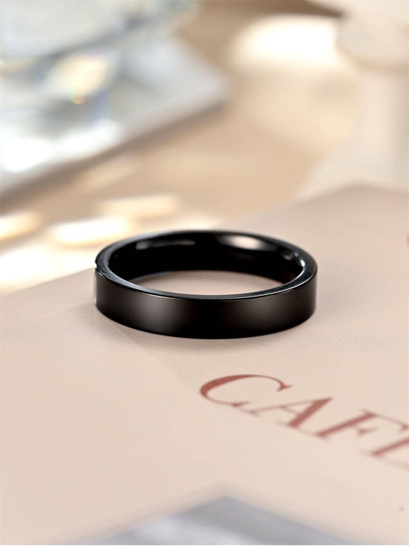 Minimalist Black Titanium Steel Ring For Men And Women Daily Wear