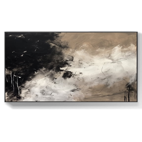 Minimalist Black and White Abstract Painting Large Black White Textured Wall Art Black And White 3D Abstract Art Gifts for Home,Unstretched,Frameless,(41*61cm)16*32Inches