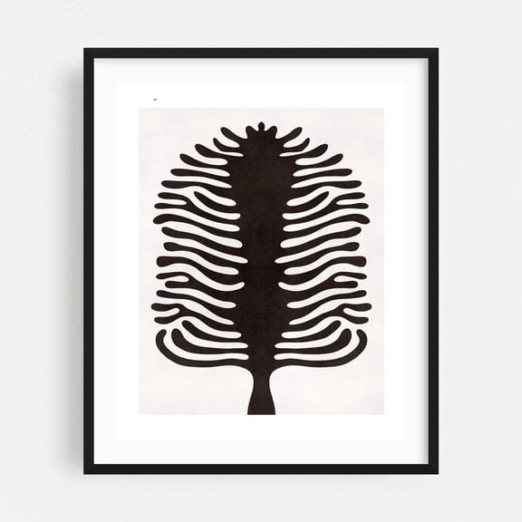 Minimalist Black & White Abstract Wall Art - Bohemian Graphic Art for Modern Home Decor - Illustration Abstract Minimalist Black and White Nature Geometric Black Framed Wall Art Print 6 x 8 inches