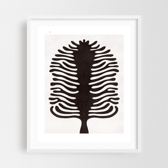 Minimalist Black & White Abstract Wall Art - Bohemian Graphic Art for Modern Home Decor - Illustration Abstract Minimalist Black and White Nature Geometric White Framed Wall Art Print 6 x 8 inches