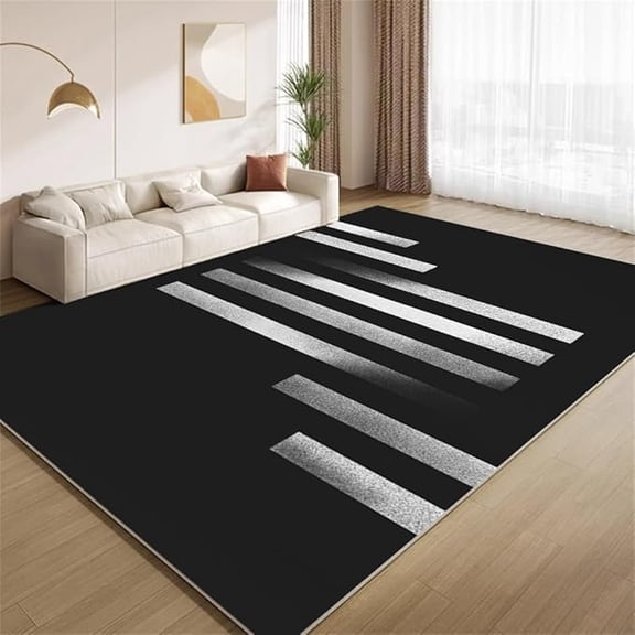Minimalist Black and White Area Rugs Modern Abstract Geometry Rugs Ultra Soft Non Slip Washable Carpet for Teens Boys Girls Kids Living Room Bedroom Nursery Study Office Hallway 2 x 3ft
