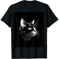 thumbnail image 1 of Minimalist Black & White Cat Design T-Shirt, 1 of 7