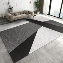Minimalist Black and White Grey Art Office Area Rugs, Modern Fashionable Geometric Abstract Carpet, Indoor Rug with Non-Slip Rug for Kitchen Dining Room Living Room 2'x3'