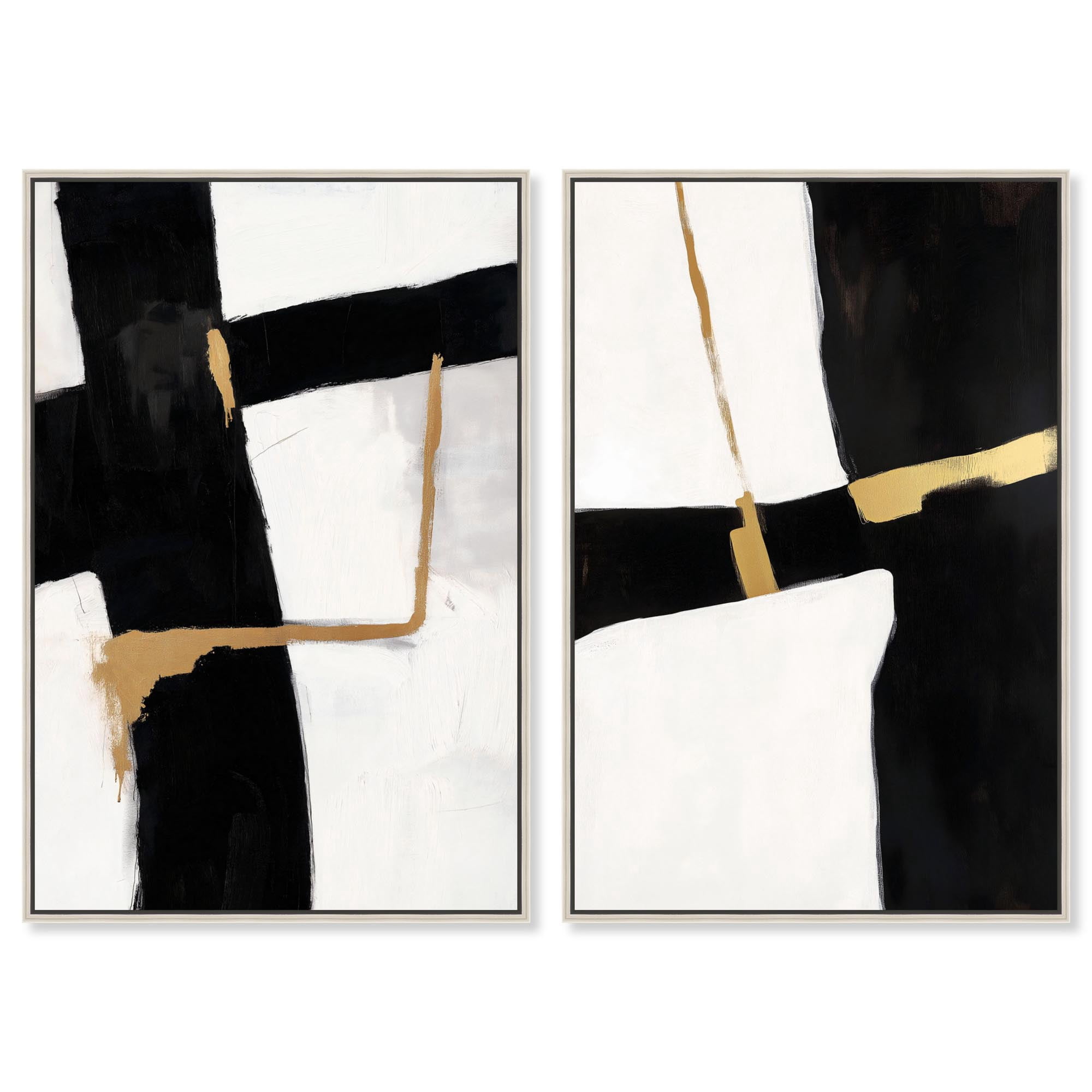 Minimalist Black and White Abstract Duo Canvas Print Living Room Wall ...