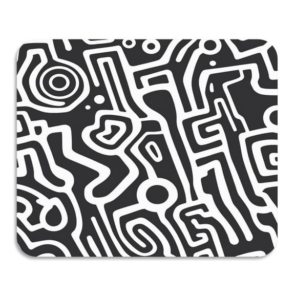 Minimalist Black and White Lines Diatomaceous Earth Water Absorbent Mat, Anti-Slip Rubber Backing, 15.7" x 11.8"