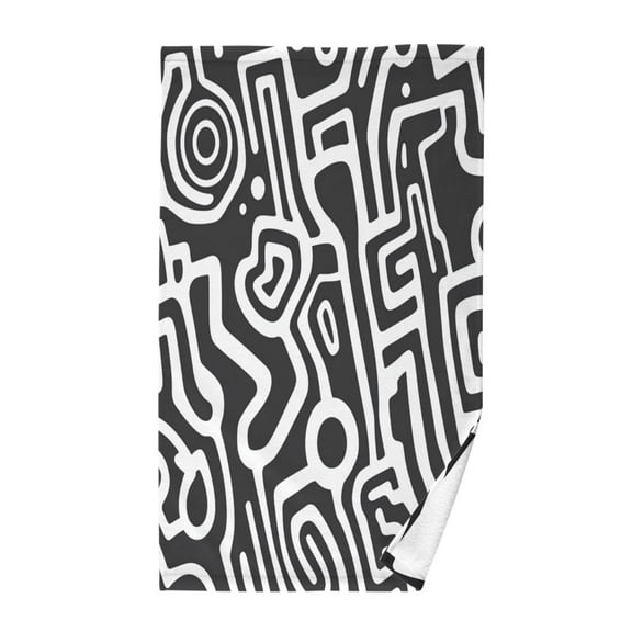 Minimalist Black and White Lines Single Pack 100% Cotton Bath Towel (16'' x 28'') Soft, Highly Absorbent, Ideal for Bathroom, Gym, Beach