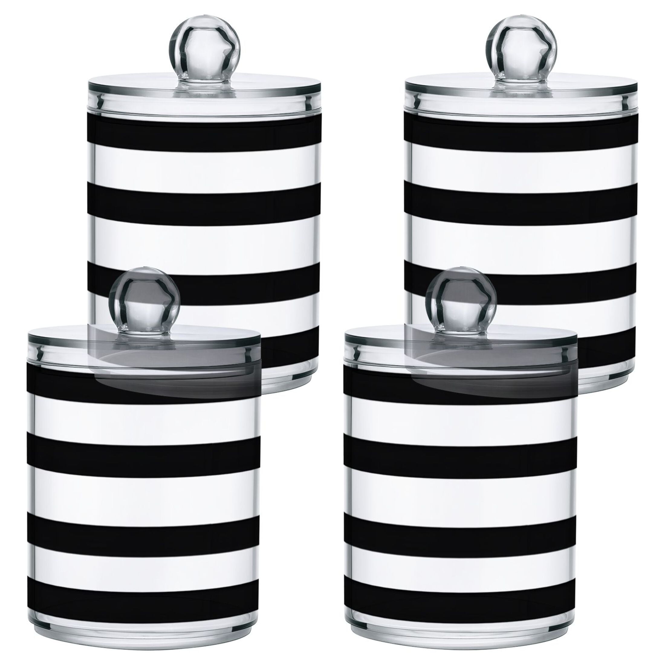 Minimalist Black and White Stripe Bathroom Canisters Set of 4 ...