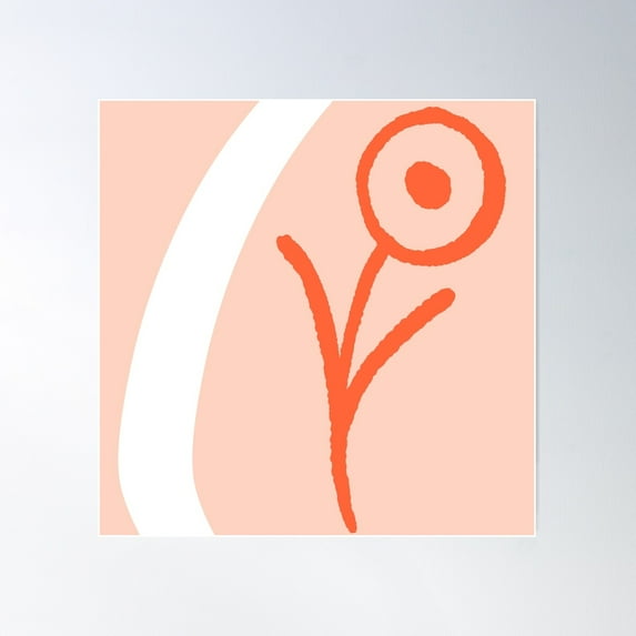 Minimalist Bloom In Watermelon Pink Poster Wall Art, Modern Wall Decor For Living Room Bedroom, 30x30 UNFRAMED