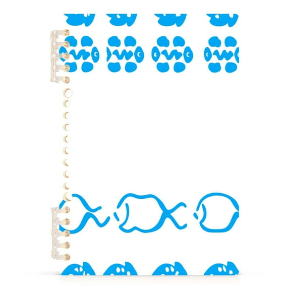 Minimalist Blue Fish Design A5 8.3x5.7in PP Notebook, Adjustable Rings, 60 Sheets, Diary or Journey Note