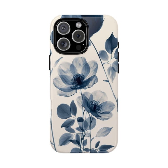 Minimalist Blue Flower Watercolor on Beige Background Phone Case with iPhone 11 to 17 Pro Max
