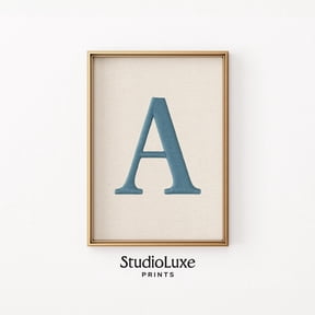 Minimalist Blue Letter A Monogram Classic Typographic Neutral Farmhouse 369 Poster Unframed Paper Print