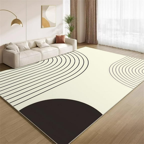 Minimalist Bohemian Art Rug 2x3 Area Rugs Modern Black Beige Rugs Soft Washable Non Slip Carpet for Room Living Room Bedroom Entry Floor Mats