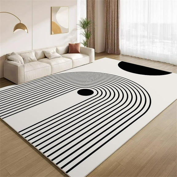Minimalist Boho Area Rugs, Abstract Arch Line Carpet, Non Slip Low Pile Washable Rug for Living Room Farmhouse Bedroom Apartment Home Decor Mat 2x3ft