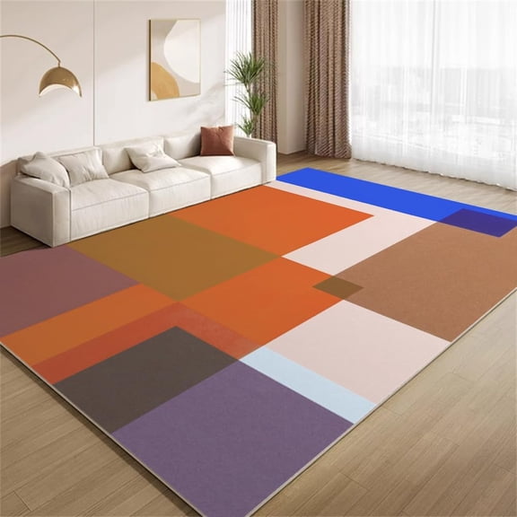 Minimalist Boho Area Rugs, Colorful Geometric Aesthetic Carpet, Washable Non Slip Low Pile Soft Rug for Living Room Bedroom Decor Mat 2ftx3ft