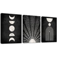 thumbnail image 1 of Minimalist Boho Canvas Wall Art - Mid Century Modern Geometric Sunshine Pictures Prints Black and White Artworks Bohemian Wall Art for Bedroom Living Room Bathroom Office Decor 12" x 16" x 3 Piece Set, 1 of 6