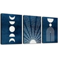 thumbnail image 1 of Minimalist Boho Canvas Wall Art - Mid Century Modern Geometric Sunshine Pictures Prints Blue and White Artworks Bohemian Wall Art for Bedroom Living Room Bathroom Office Decor 12" x 16" x 3 Piece Set, 1 of 6
