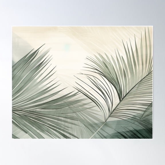 Minimalist Boho - Sage Green Palm Poster Wall Art, Modern Wall Decor For Living Room Bedroom, 16x24 UNFRAMED