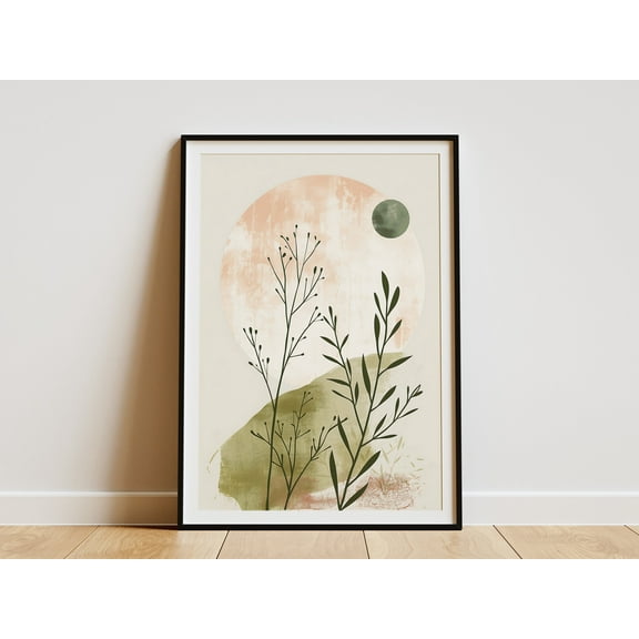 Minimalist Botanical Art Print Abstract Greenery Poster Modern Wall Decor Home Decor Print Art Japandi Wall Art - Poster Unframed