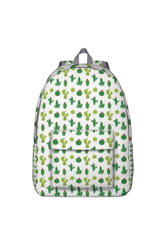 Minimalist Botanical Cactus Backpack, Boho Succulents School Bag with Desert Style Southwestern Cactus Art Design, Retro Cute Kawaii Pattern